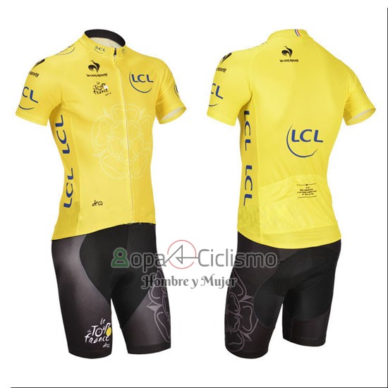 Tour DE Francia Ropa Ciclismo Culotte Corto 2014 Hombre Mangas Cortas AMarillo